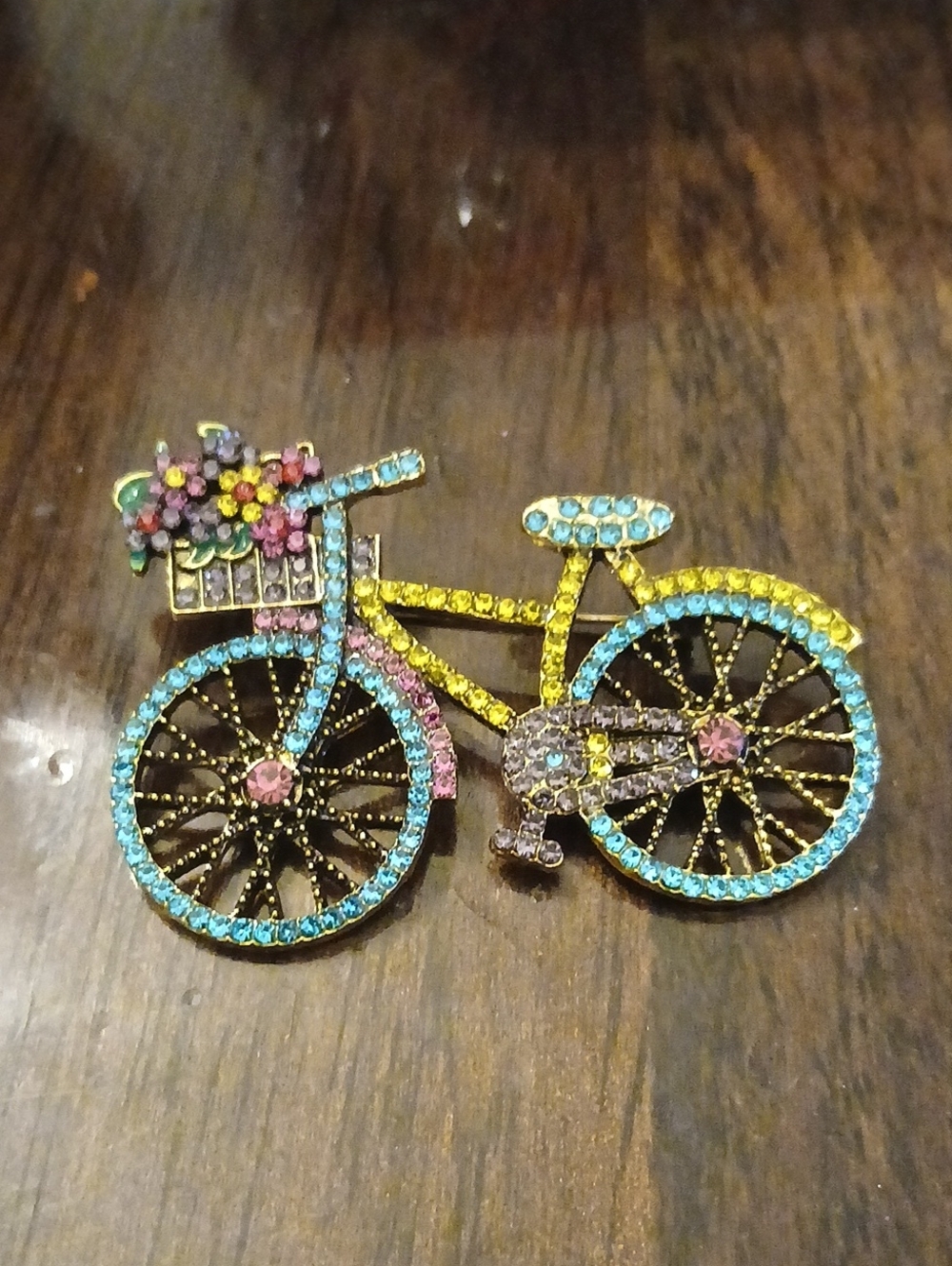 Multicolor Rhinestone Bicycle Brooch - New